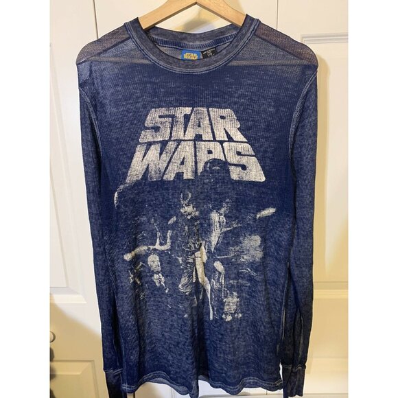 Star Wars T Shirt Men’s Sz L All Over Print Blue Long‎ Sleeve - Picture 3 of 7